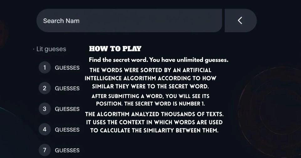 how to play Contexto.us A guide showing unlimited guesses and AI algorithm explanation at contexto.us word game